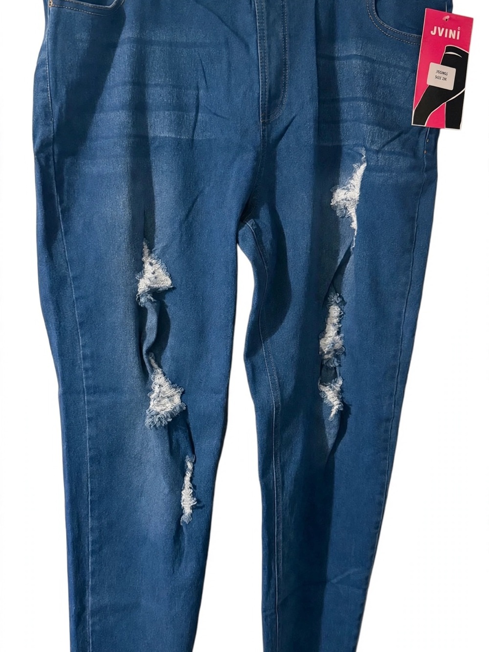 JVINI Plus Size 2x Women's Ripped Dark Blue Skinny Jeans